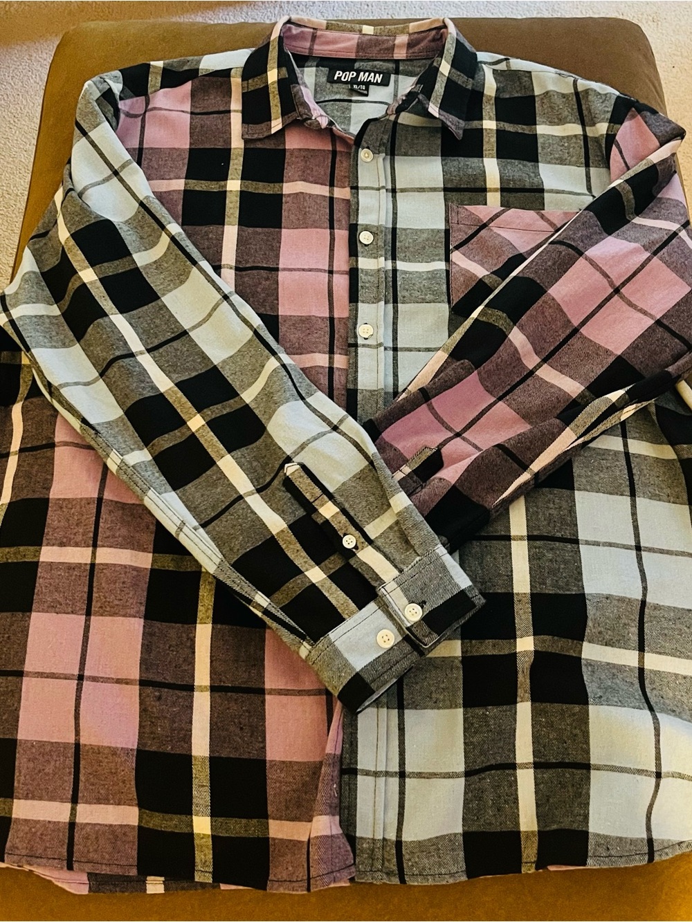 Men’s Purple and Blue Plaid Button-Up Shirt